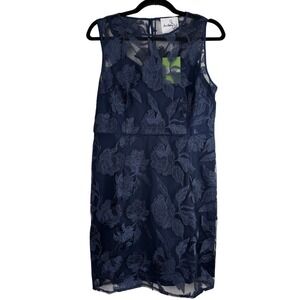 Sam‎ Edelman Leafy Rose Outlined Mini Sleeveless Dress Navy Blue Floral Size 8